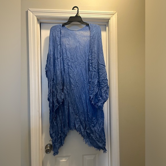 Sweaters - Blue Crinkled Poncho
